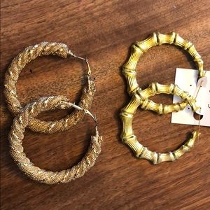 Bamboo style hoop earrings